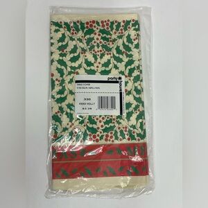 Vintage Party House Christmas Holly Paper Table Cover 1991 Kara 54”x 96” Sealed